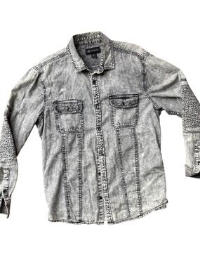 INC International Concepts Grey, Acid-Washed Men's Shirt